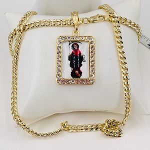 the grim reaper and 14k gold plated chain